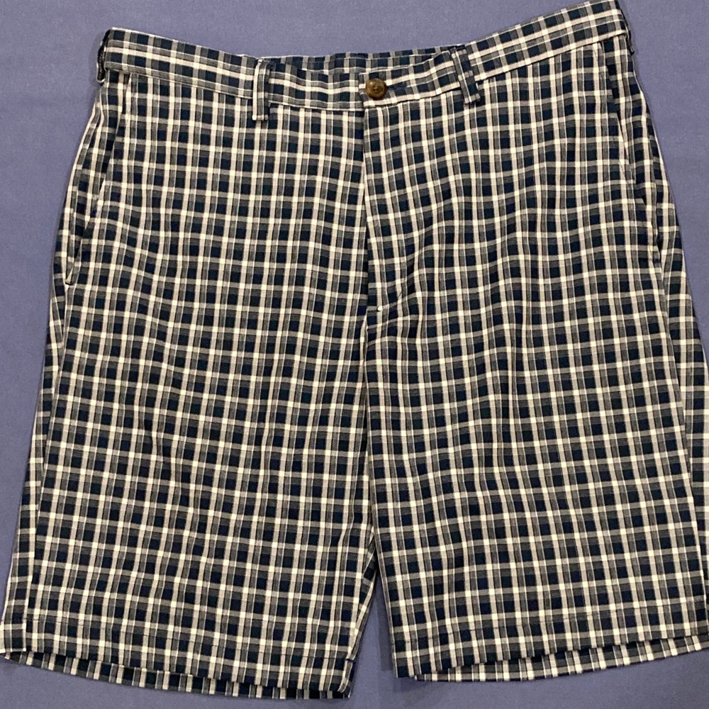 Men's Cool 18 Pro Blue and White Checkered Shorts 34 Expandable